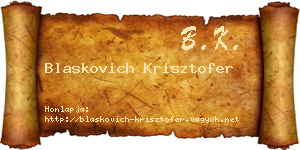 Blaskovich Krisztofer névjegykártya